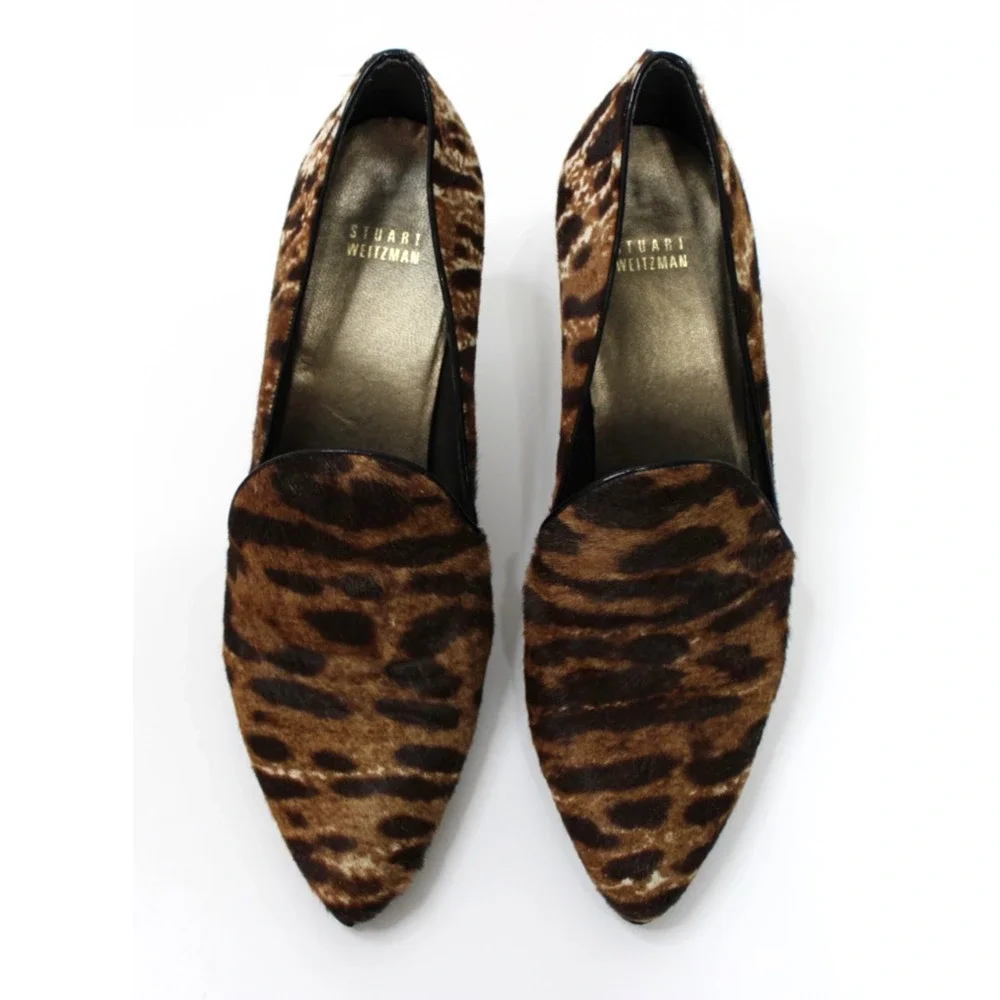 Stuart Weitzman Women's Size 10 Heels Leopard Calf Hair Leather - Picture 9 of 12